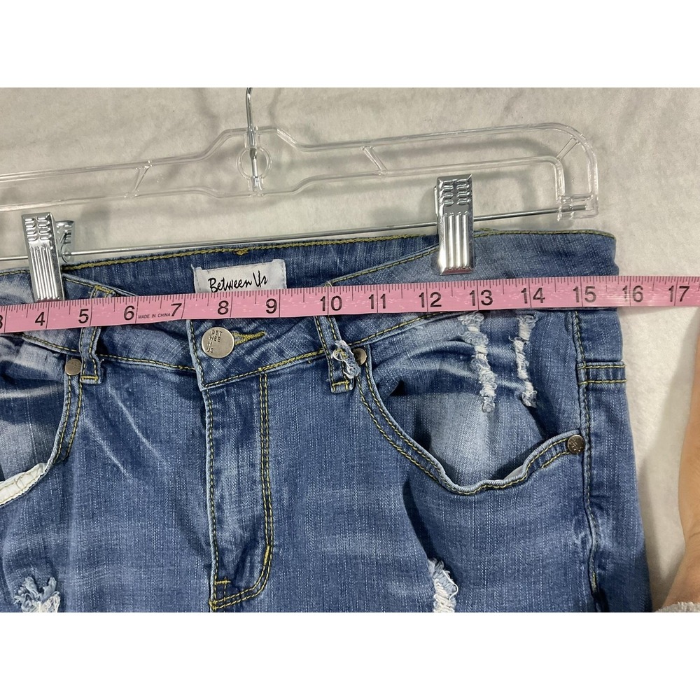 Between Us Jeans Womens 14 Blue Medium Wash High Rise Distressed Skinny Stretch - Picture 4 of 10